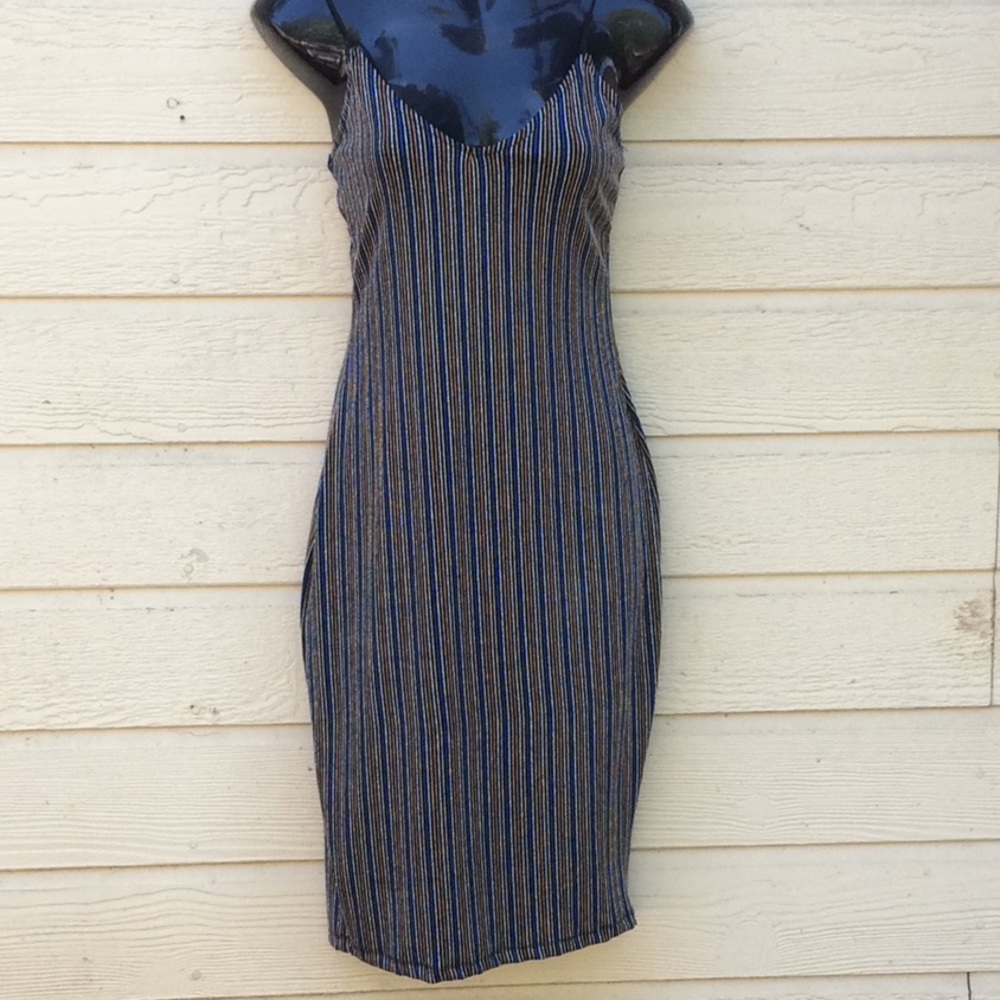 Metallic Vertically Striped MultiColor Body-con - Picture 2 of 14